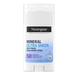 Neutrogena Ultra Sheer Dry Touch SPF 50 Mineral Sunscreen Stick For Sensitive Skin